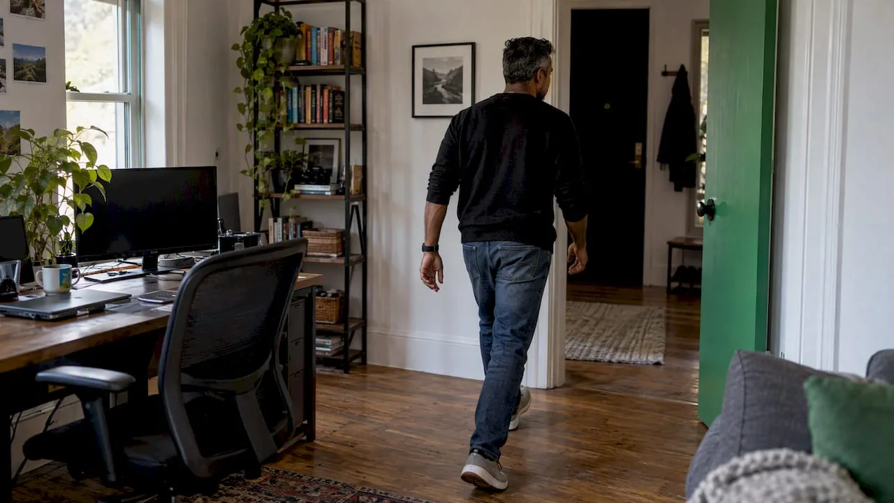 Trader steps away from his workstation