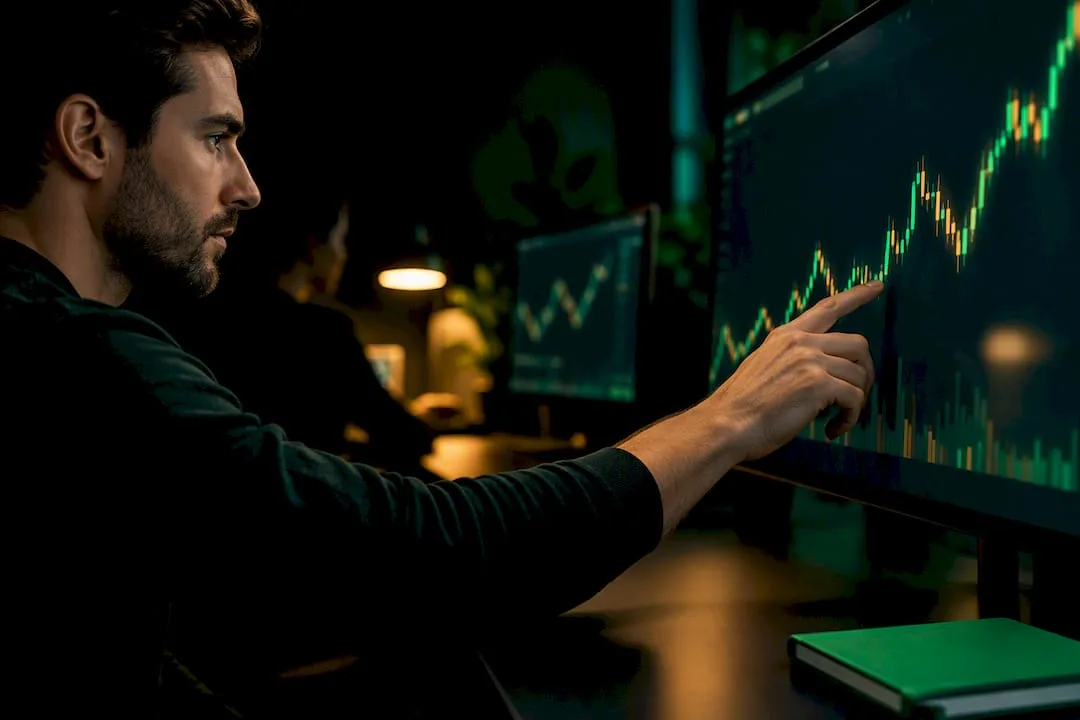 Trader analyzing EUR/USD price action chart