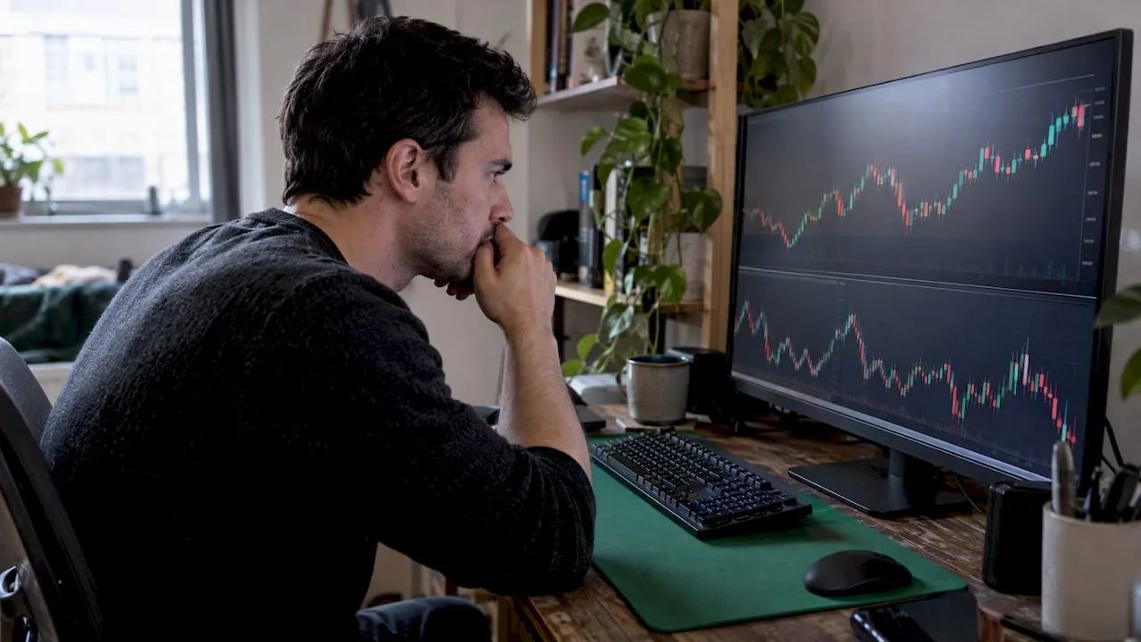 Trader comparing daily and four-hour forex charts